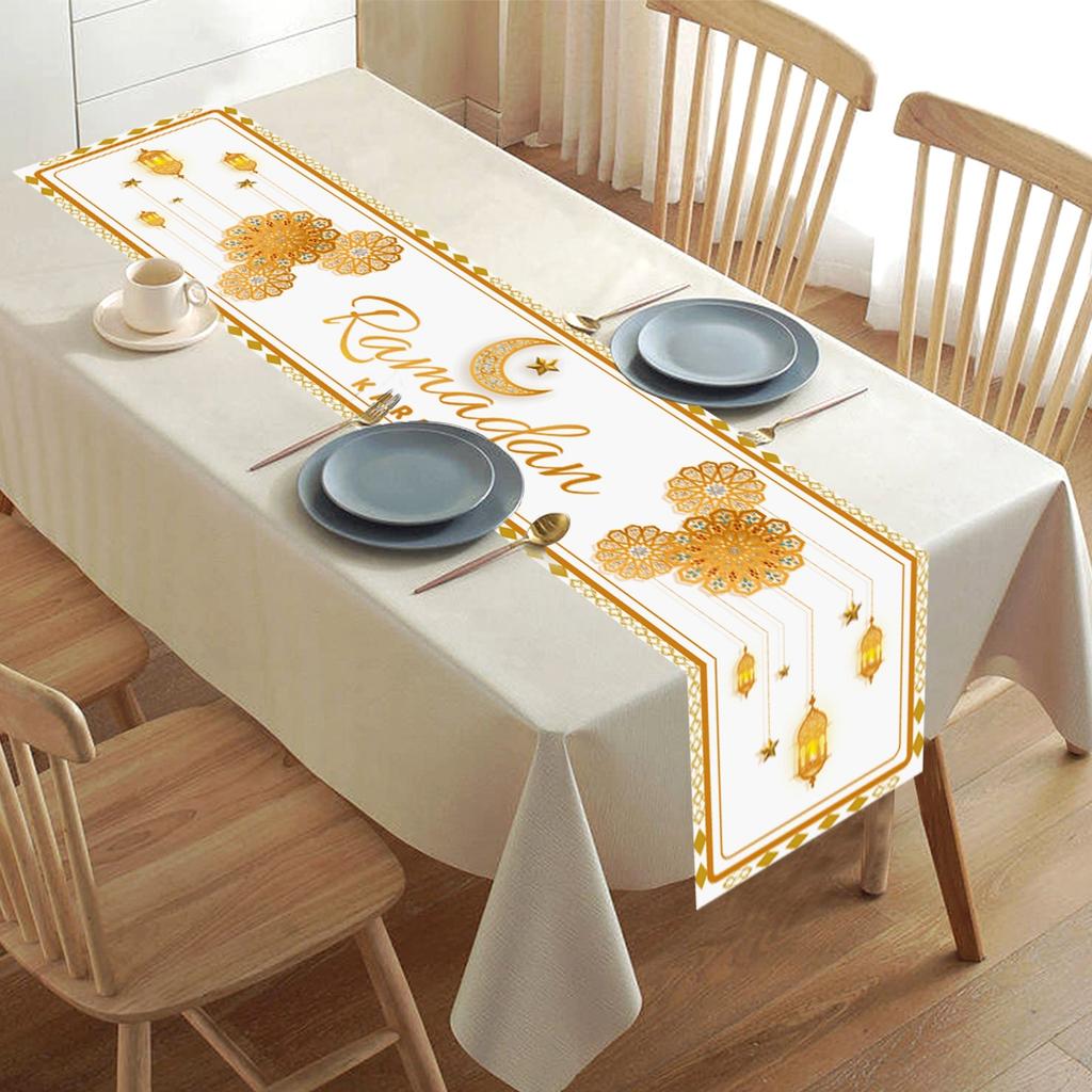 Eid Mubarak Tablerunner Ramadan Decoration For Home 2025 Islamic Muslim Party Supplies Eid Al Adha Ramadan Kareem Tablecloths
