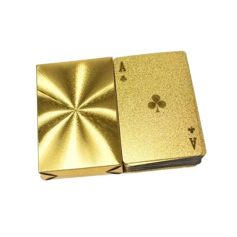 

Игральные карты из золота 24 карат, пластиковые карты для покера, качественный набор, водонепроницаемая настольная игра, магический покер, упакованная коробка, для вечеринок, семейного дома, подарков