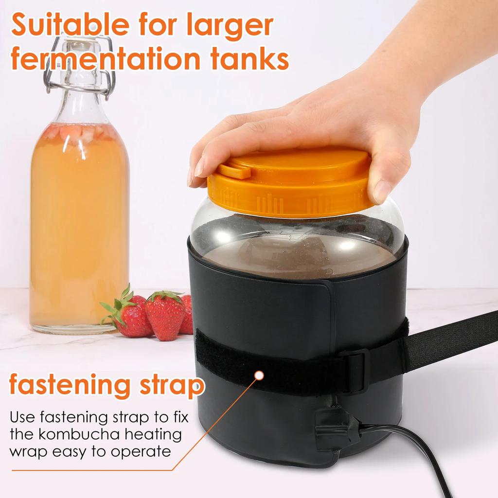 Kombucha Heizmanschette Gleichmäßige Erwärmung Kombucha-Glas Heizmanschette Wasserdicht Langlebig Fermentationsheizmatte für die Heimfermentation