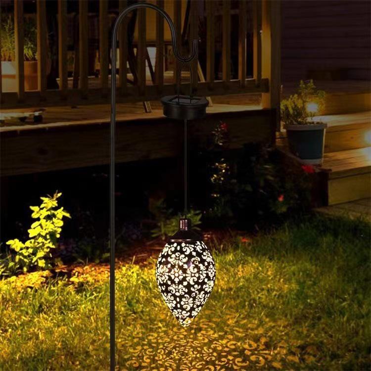 Cross-border Outdoor Iron Solar Floodlight for Courtyard, Garden, Balcony Decoration, Landscape, and Wall Hanging.