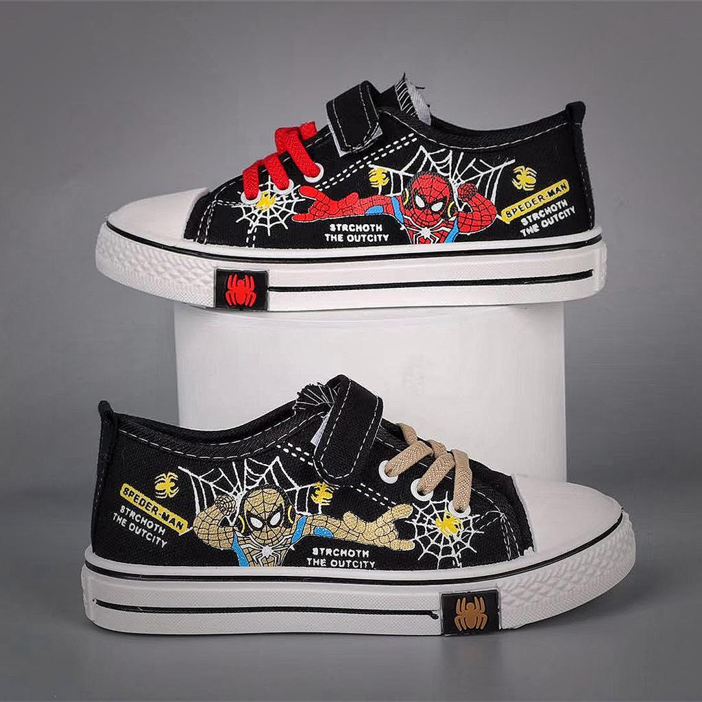 Boys Korean Breathable Cartoon Velcro Canvas Shoes Autumn Non Slip Soft Sole Casual Sneakers