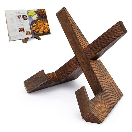 Foldable Wooden Book Stand Menu Holder Solid Pine Desktop Display Rack for Cookbooks Tablets Recipes Portable Reading Stand for Kitchen Office