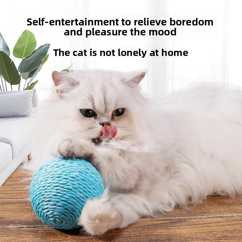 Cat Toy Sisal Ball Oversized Cat Teaser Chew Toy Durable and Bite-resistant Sound-producing Ball for Cats and Pets.