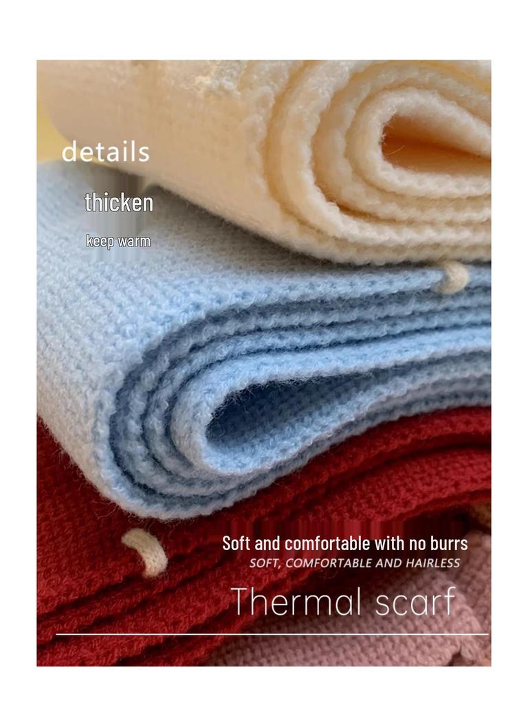 Women's Red Knitted Scarf - Festive New Year and Christmas Style, Long Winter Shawl and Versatile Neck Warmer