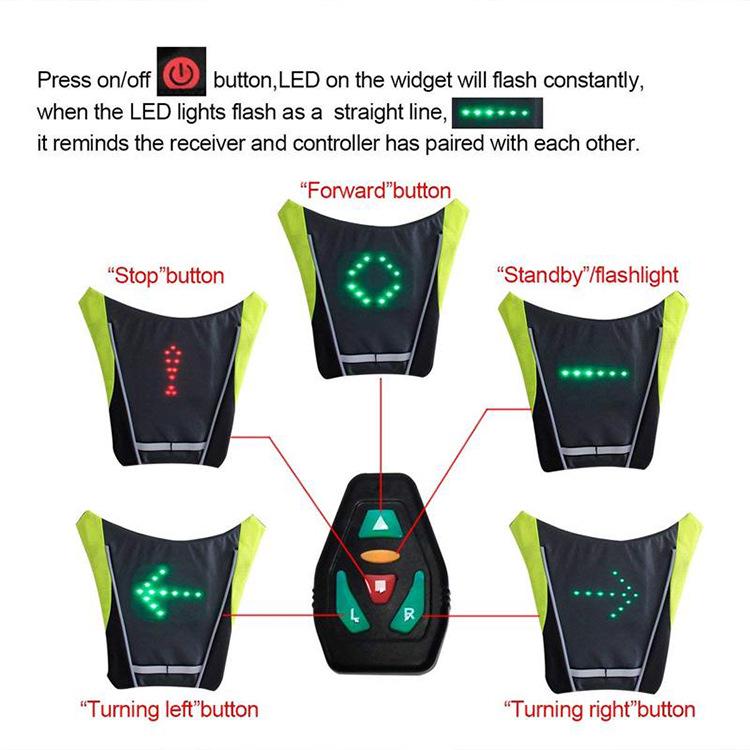 Wireless LED Cycling Safety Vest with Remote Control