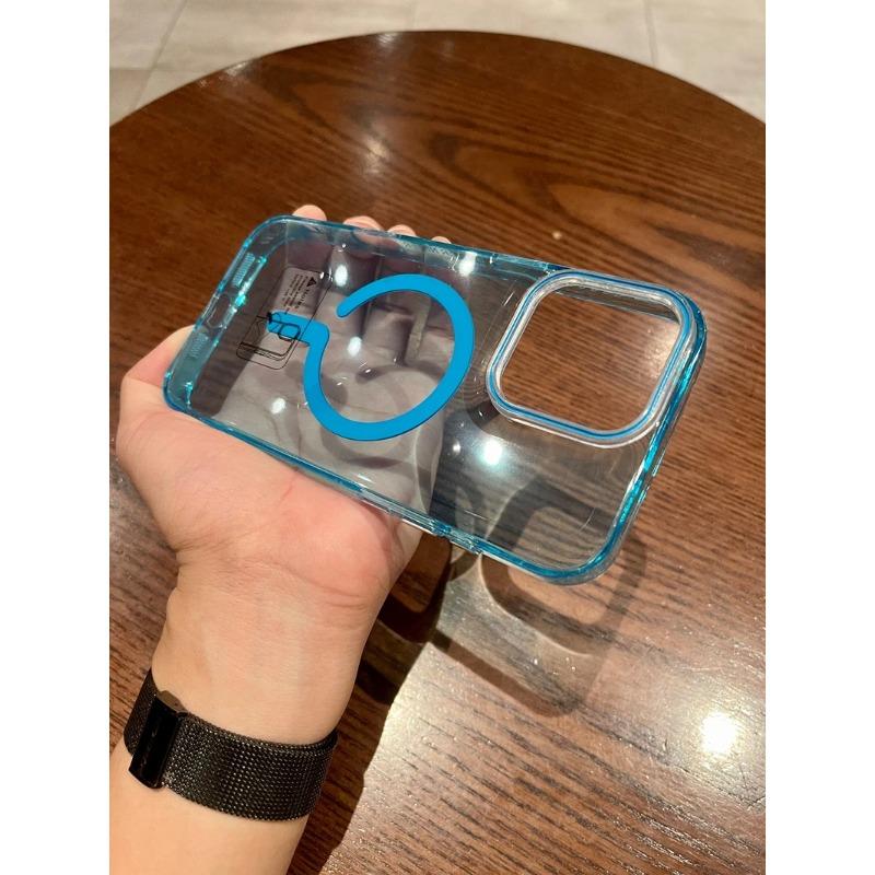 Luxury Clear Color Magnetic Case For Iphone 13 11 12 16 15 14 Plus 16 Pro Max Metal Button Shockproof Magsafe Transparent Cover