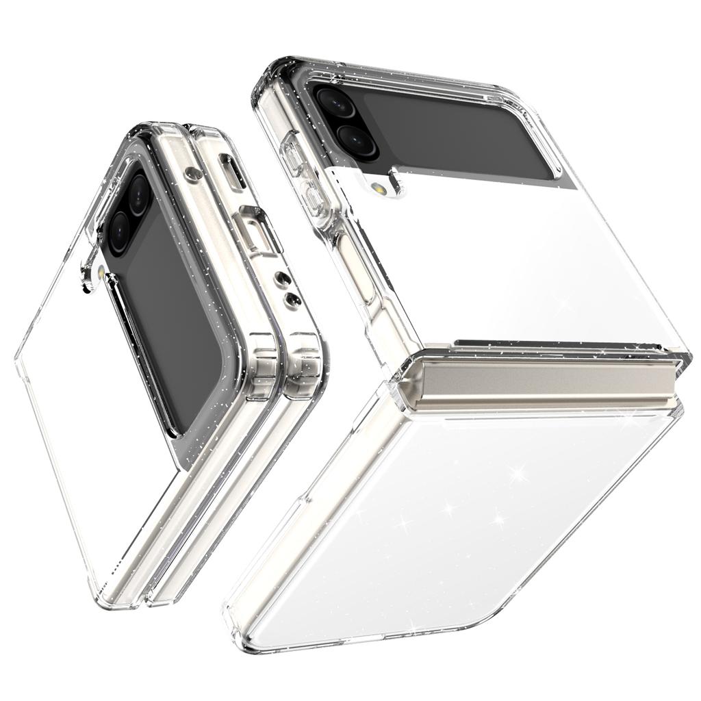 For Samsung Galaxy Z Flip4 5G Glitter Powder IMD Clear Phone Case Anti-Scratch Soft TPU Shockproof Protective Cover