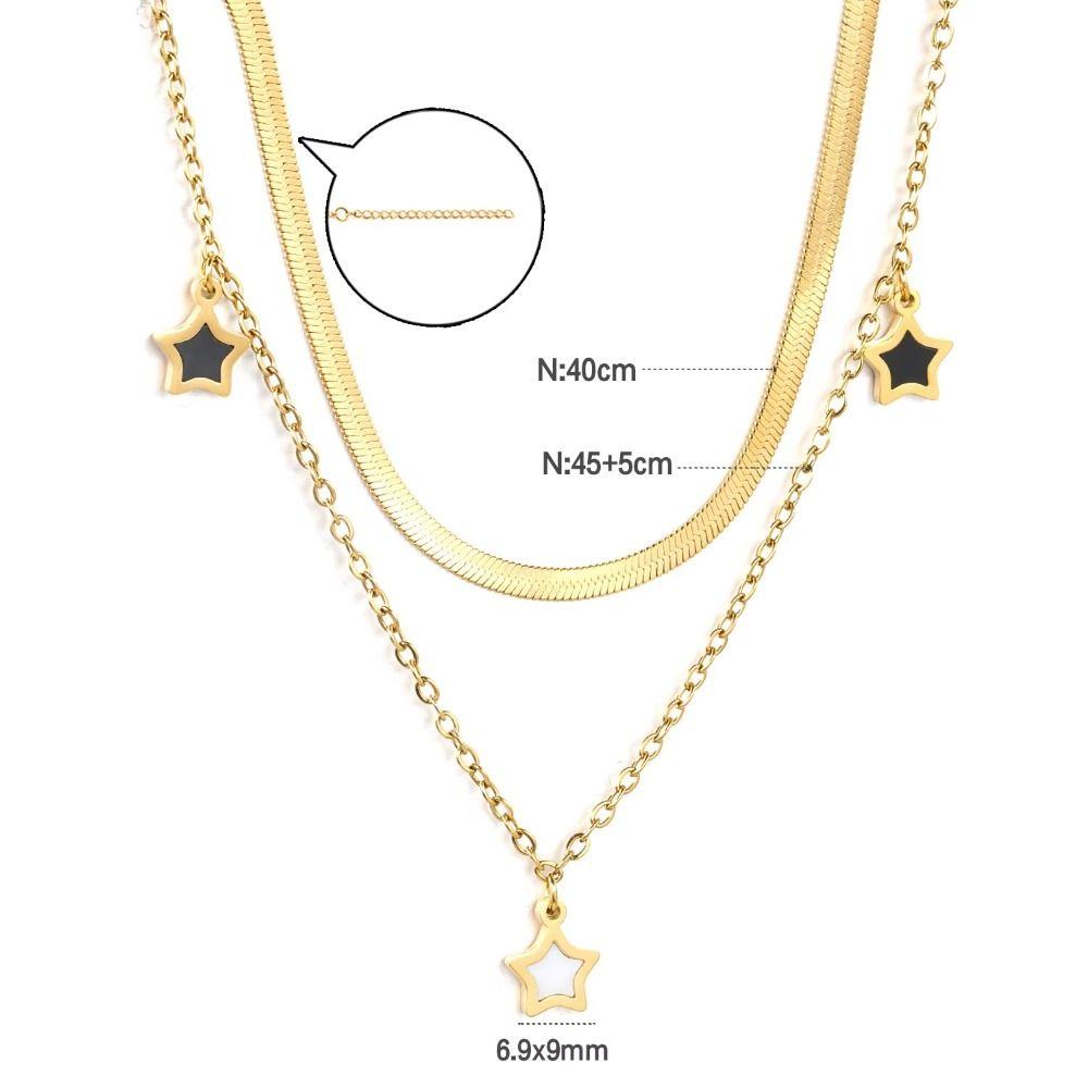 Double-Layered Star Charm Bracelet Titanium Steel Double Clavicle Chain for Women
