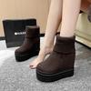 Moda 12,5CM Mulheres Meia Panturrilha Inverno Tricô Pelúcia Salto Escondido Mulher Quentes Botas de Inverno Moda Plataforma Sola Grossa Sapatos Bota Feminina
