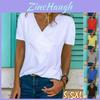 Women's V-neck Tunic Short Sleeve Loose Top T-shirt Plus Stylish Blouse Option