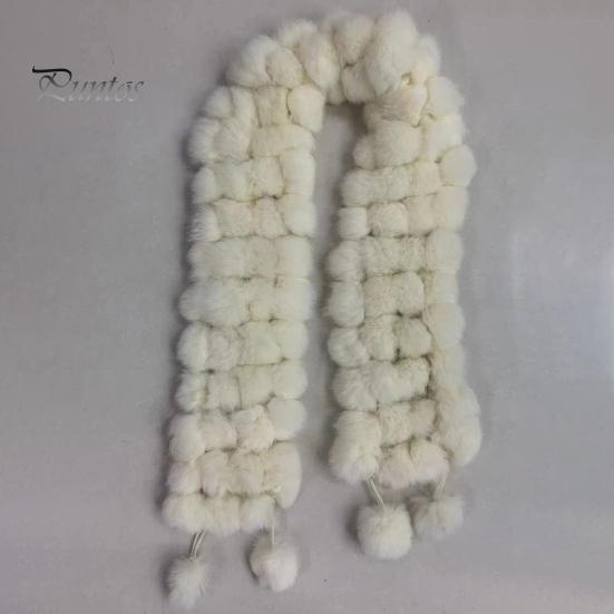 Wool Pom-Pom Scarf Women Thickened Winter Scarf Imitation Rabbit Fur Comfortable Knit Winter Scarf Neckwear