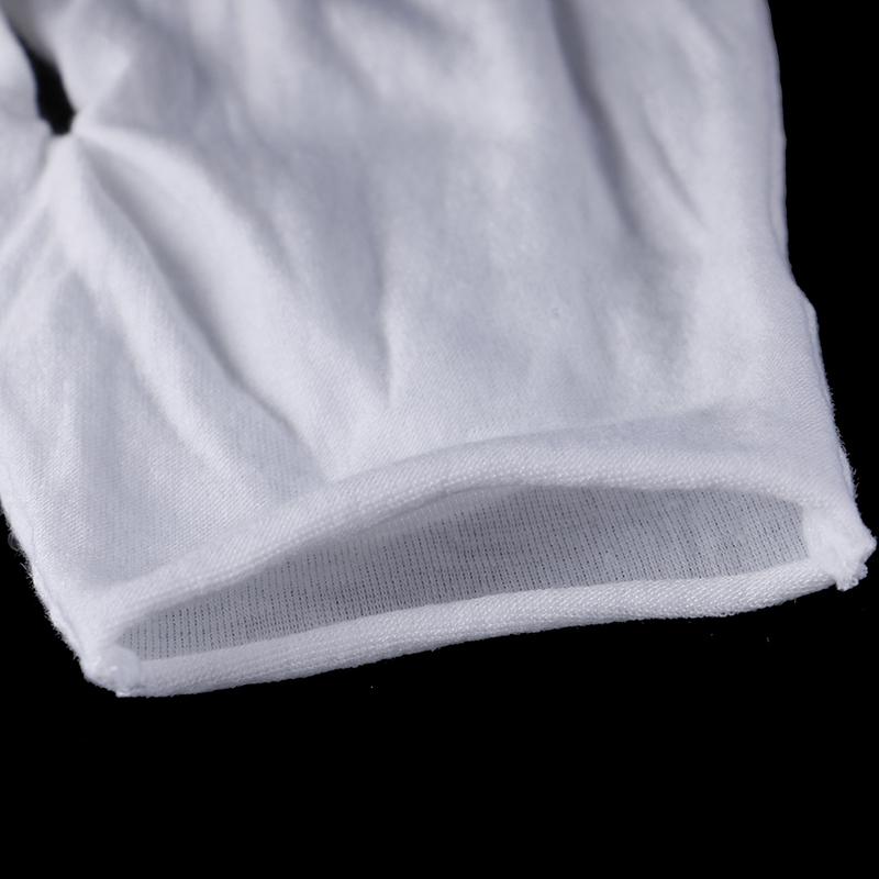6 Pairs White Gloves Cotton Soft Thin Coin Jewelry Silver Inspection Work Gloves