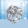 Boutique 925 Silver Fat Square Real Moissanite Engagement Rings for Women Fine Jewelry