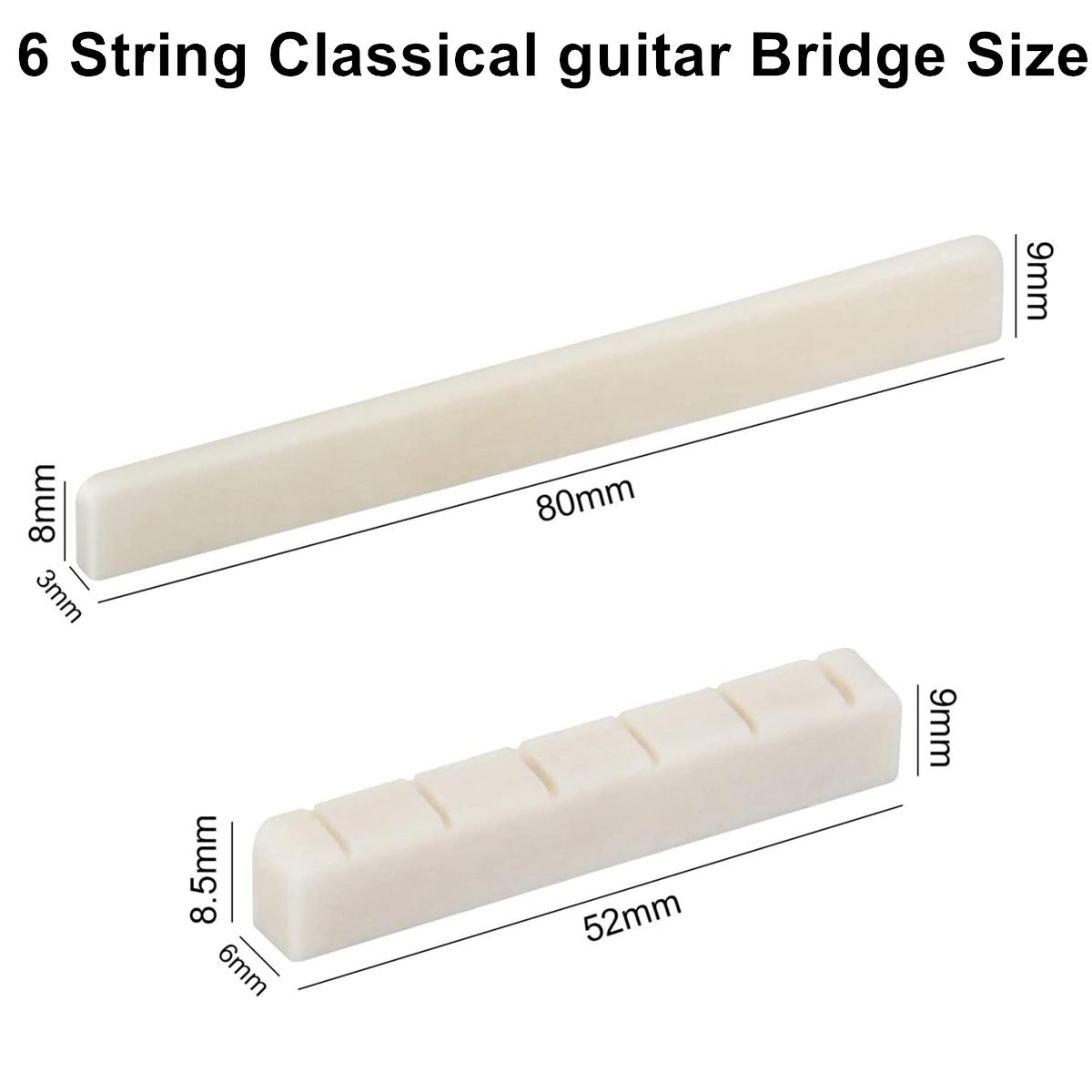 Guitar Bridge 1pairs 6/12 String Acoustic, Classical, YMH Real Bone Guitar Nut Saddle, Unbleached and White, Made of Bovine Bone