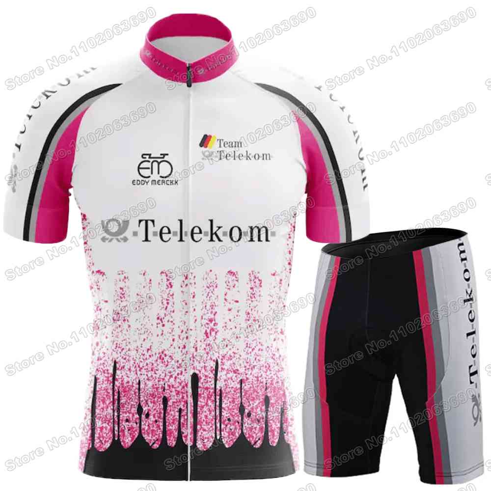 Retro Team T Radtrikot Set Herren Vintage Radbekleidung Sommer Klassisch Rennrad T-Shirts Anzug Fahrrad Trägerhosen