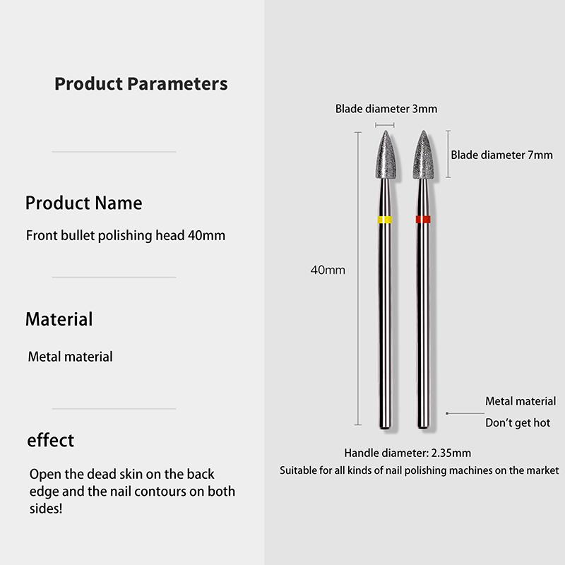 Nail Drill Bits 3/32'' Bullet Head Nail Bits Electric Milling Cutter For Manicure Rotary Cuticle Clean Nail Tools