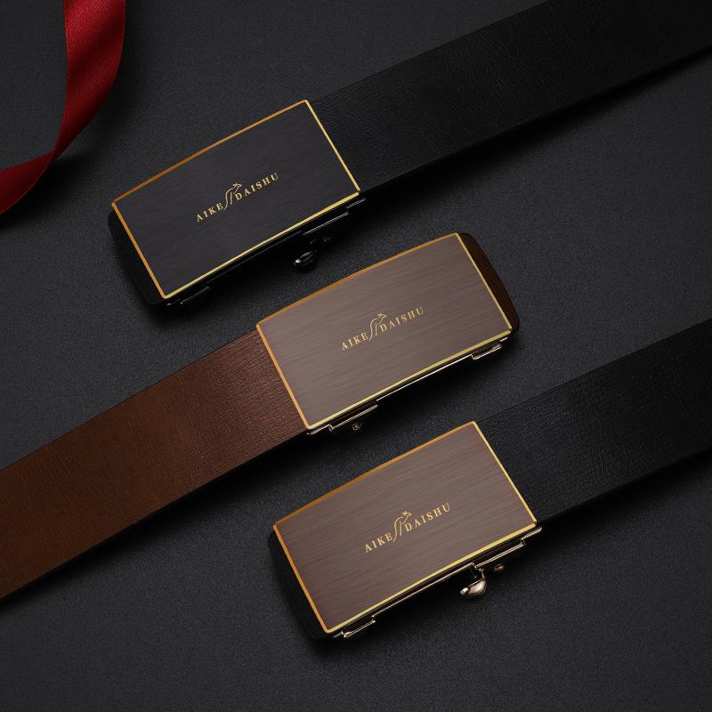 Men's New Genuine Leather Automatic Buckle Leather Belt Versatile Business Casual Pants Belt Middle Aged and Young Belt Belt Men