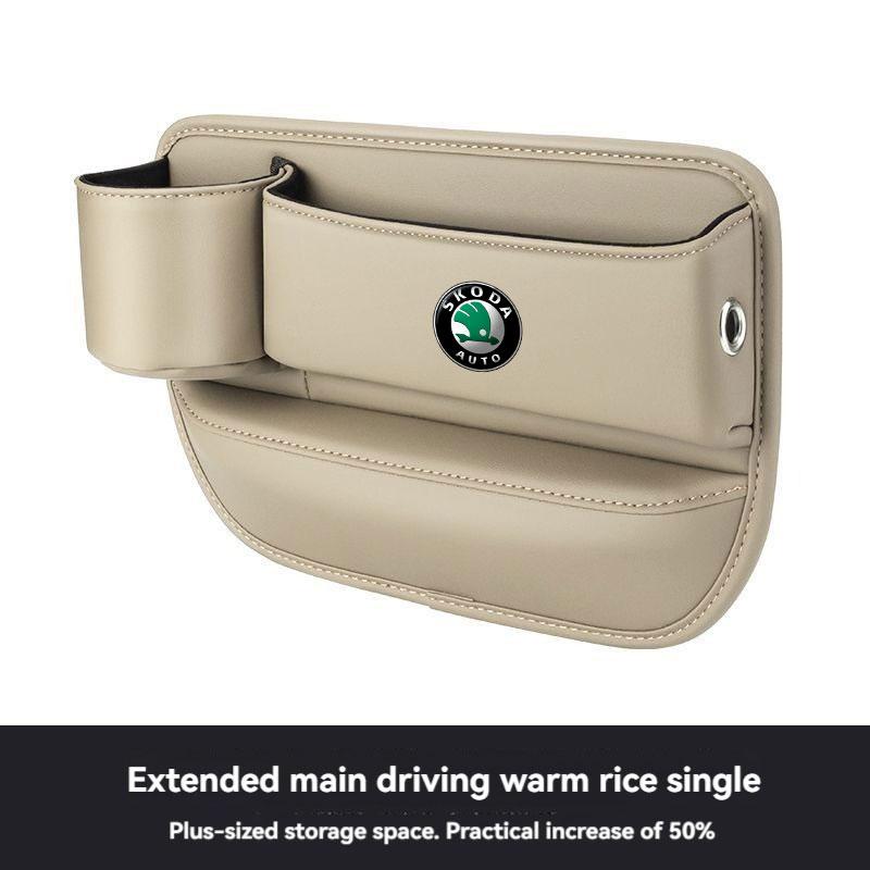 Multifunction Leather Car Seat Organizer Box Gap Filler With Cup Holder For Skoda Superb Kodiaq Octavia 2 3 Rapid Fabia Karoq A7