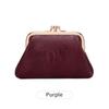Cute Clip Lock Women's Coin Purse Retro Solid Color Bifold Kiss Lock Small Wallet Simple PU Leather Lipstick Portable Pocket Bag