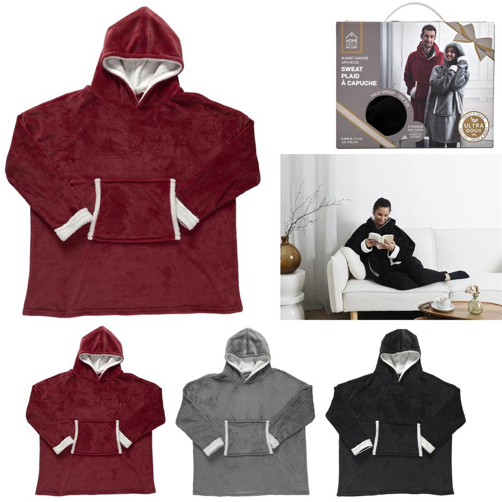 Burgundy Insulated Sweatshirt With Pocket/Snuddie
