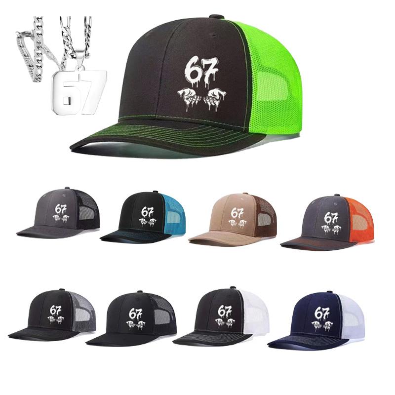 1PC Hip Hop 67 Drip Trucker Hat, Neon Green Contrast, Graffiti Aesthetic Cap for Skateboarding