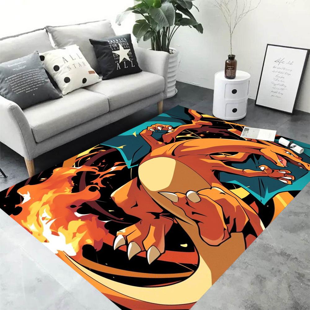 Japanese &Pokemon Card Retro Charizard Area Carpet for Living Room Home Decor Sofa Table Rug Chair Floor Mat Gift