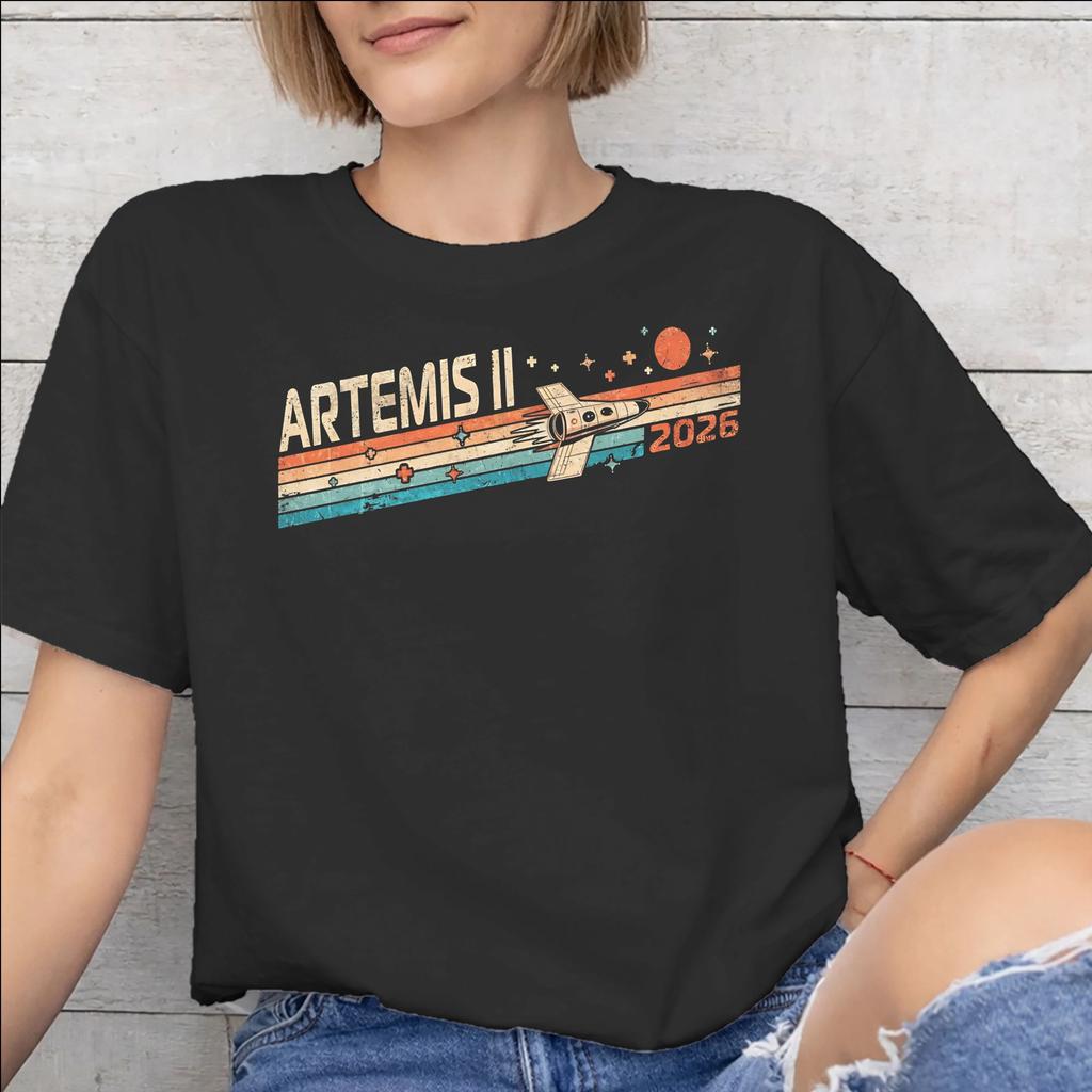 Back To the Moon 2026 Artemis II Tee Shirt for Men Women Graphic Print T Shirts Cotton Clothing