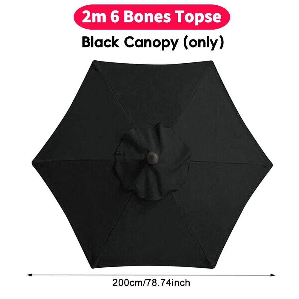 

10 футов 6 ребер Запасной купол для патио-зонтика Устойчивый к УФ-лучам Чехол для уличного зонта Многофункциональный для использования на открытом воздухе чёрный