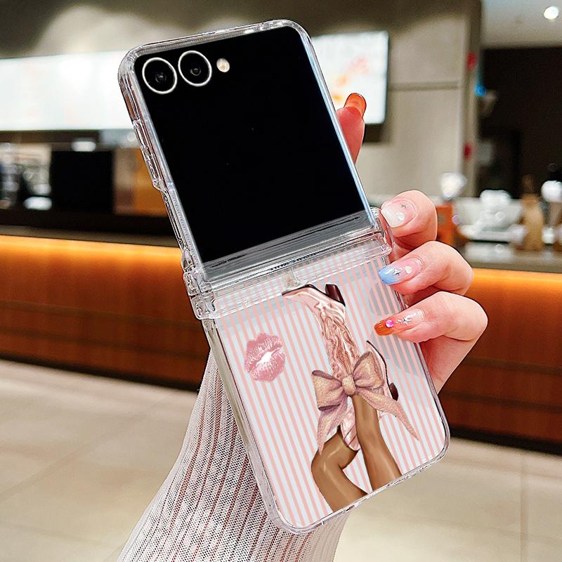 Coconut Stripe Pattern Case For Samsung Galaxy Z Flip 8 7 FE 6 5 4 Z Flip8 Flip7 Flip6 Flip5 Hinged Clear PC Slim Hard Folding Phone Cover