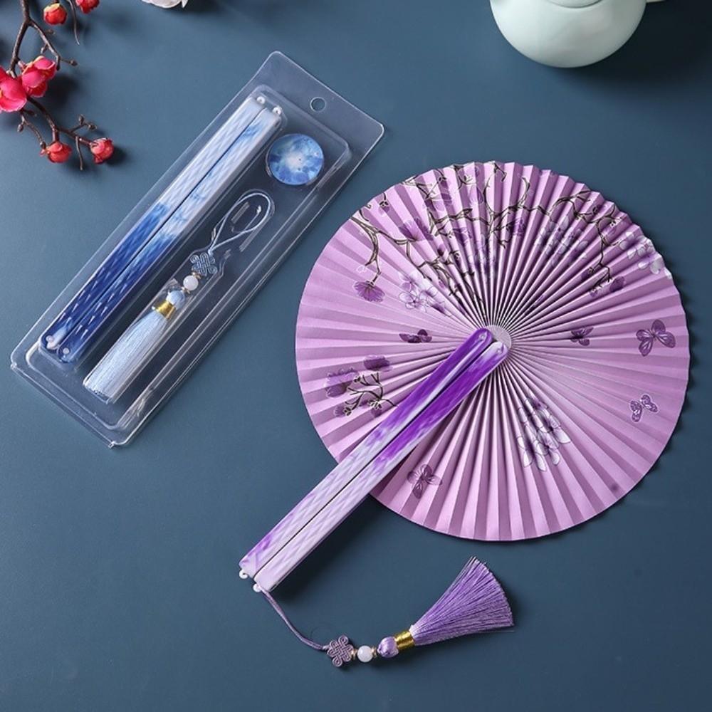with Tassel Chinese-Style Shell Fan Magnetic Plastic Handle Retro Handheld Fan Home Decoration