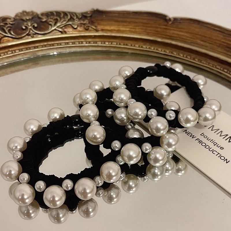 Pearl Hair Band, Ponytail Tie, High-elasticity and Durable Leather Band