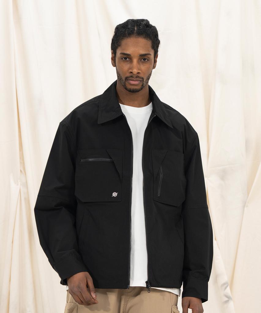 Kalapatthar Poly Cotton Zip Shirts Jacket - Black