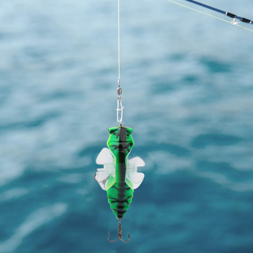 Hard Fish Lure Bionic Cicada Shape Fishing Bait with Rotating Spins Propeller Treble Hook