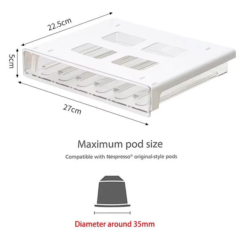 Kaffeekapsel-Aufbewahrungsschublade 30 Kapseln Organizer für Auszugsfach Passt in Küchenschublade Kunststoff Home Storage Halter