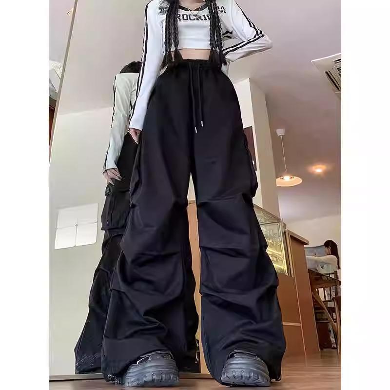 

Женские брюки карго в стиле ретро для работы 2025: Уличный походный стиль с большими карманами и прямым кроем XL чёрный