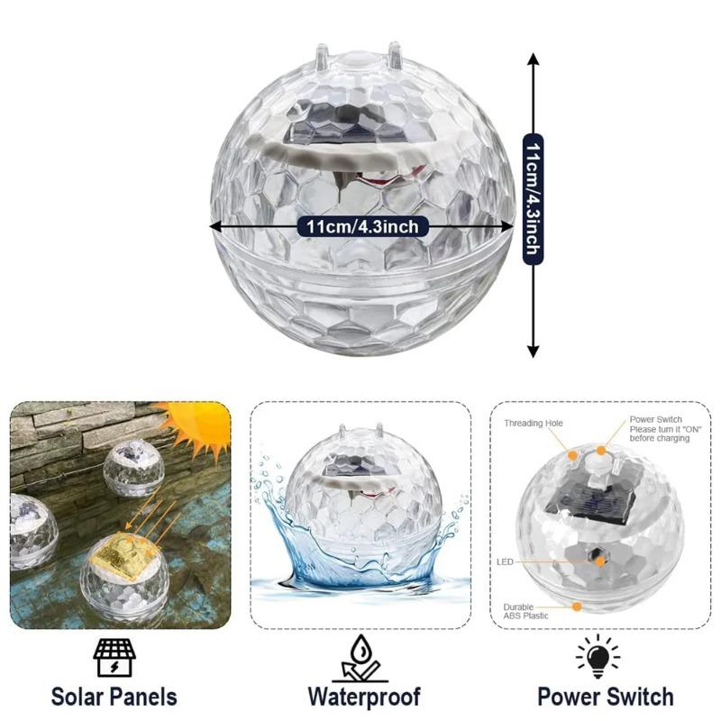 Solar Powered RGB Floating Pool Ball Lights, IP68 Waterproof Round Magic Ball Lamp, Outdoor Pond Garden Decor Night Light for Holiday, Party & Wedding