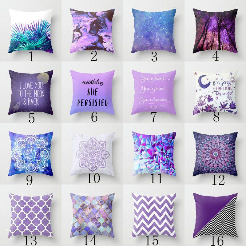 Pillow Case 18purple Sofa Waist Throw Cushion Cover Home Geometric Decor