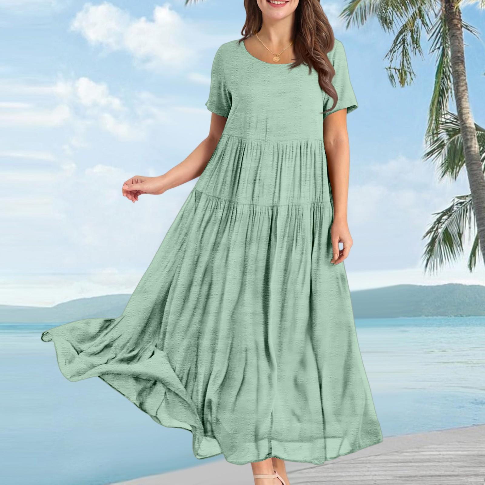 

Женское летнее платье, повседневные свободные длинные пляжные платья для отдыха XXL