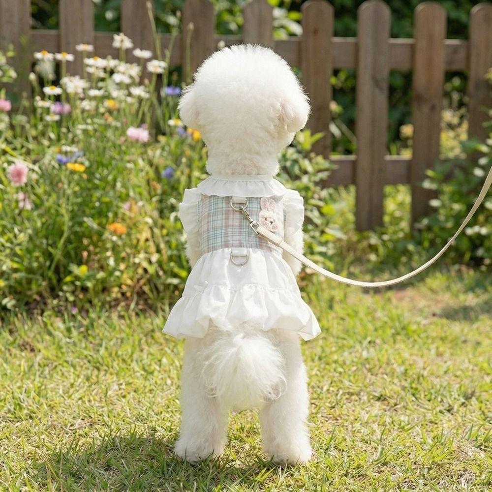 Fashion Plaid Pet Dress Breathable Pet Clothes Cute Ruffled Dog Dress  Summer