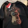 Japanese Simple Casual Cartoon Printed Short Sleeved T-shirt Korean Ins Neutral Style Loose Round Neck Top
