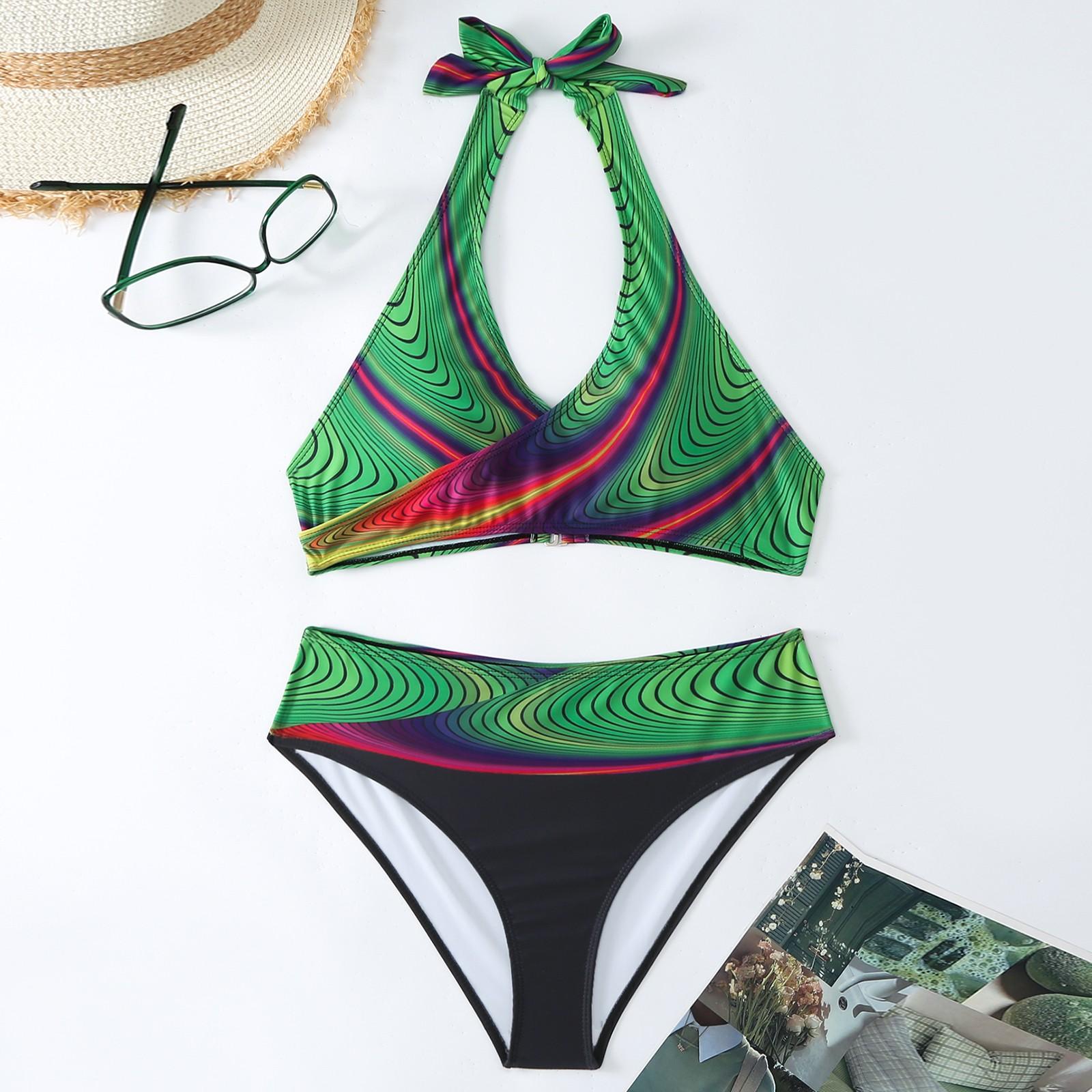 

Женский раздельный модный сексуальный купальник-бикини с принтом и подкладкой для груди без стальных скобок XXXXL