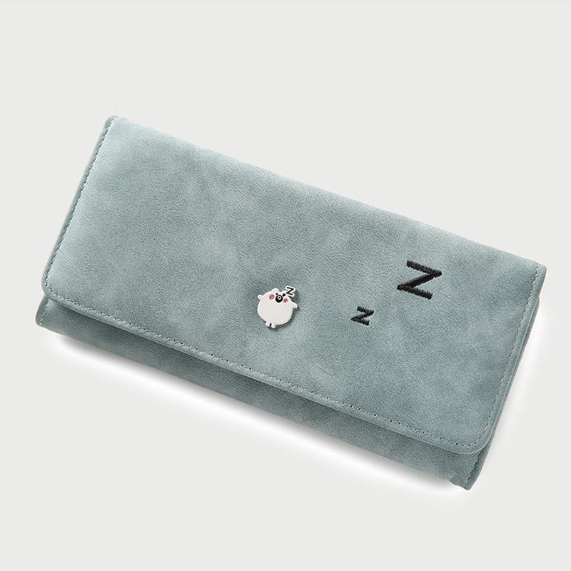 Damen-Geldbörse, Vintage-Stil, solides langes Nubukleder, Geldklammer, Clutch, Marken-Designer-Geldbörsen