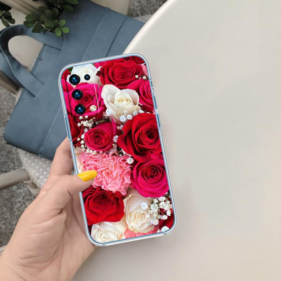 LO15 Beautiful Roses Flower Soft Shell Transparent Phone Case for Motorola Moto G7 G8 G9 G84 G85 G73 G24 G15 Z2 Play Power Plus