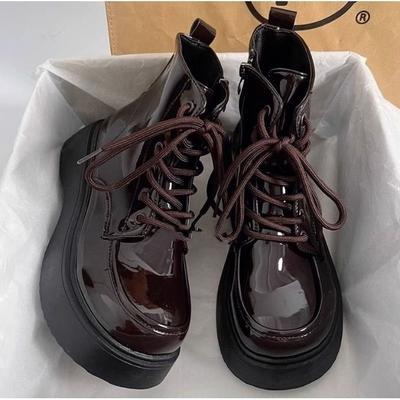 Martin Boots Small Leather Shoes Fashion Short Boots Internet Celebrity Skirt Platform Muffin Shoes
