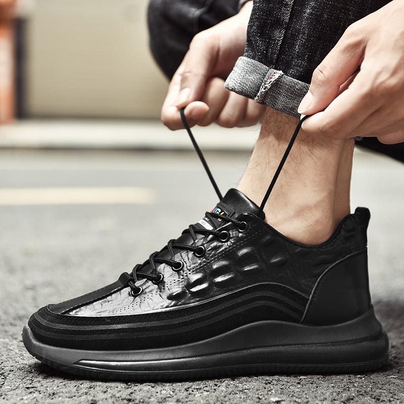 Leather shoes autumn casual sports crocodile pattern leather surface waterproof non-slip plain surface breathable shoes