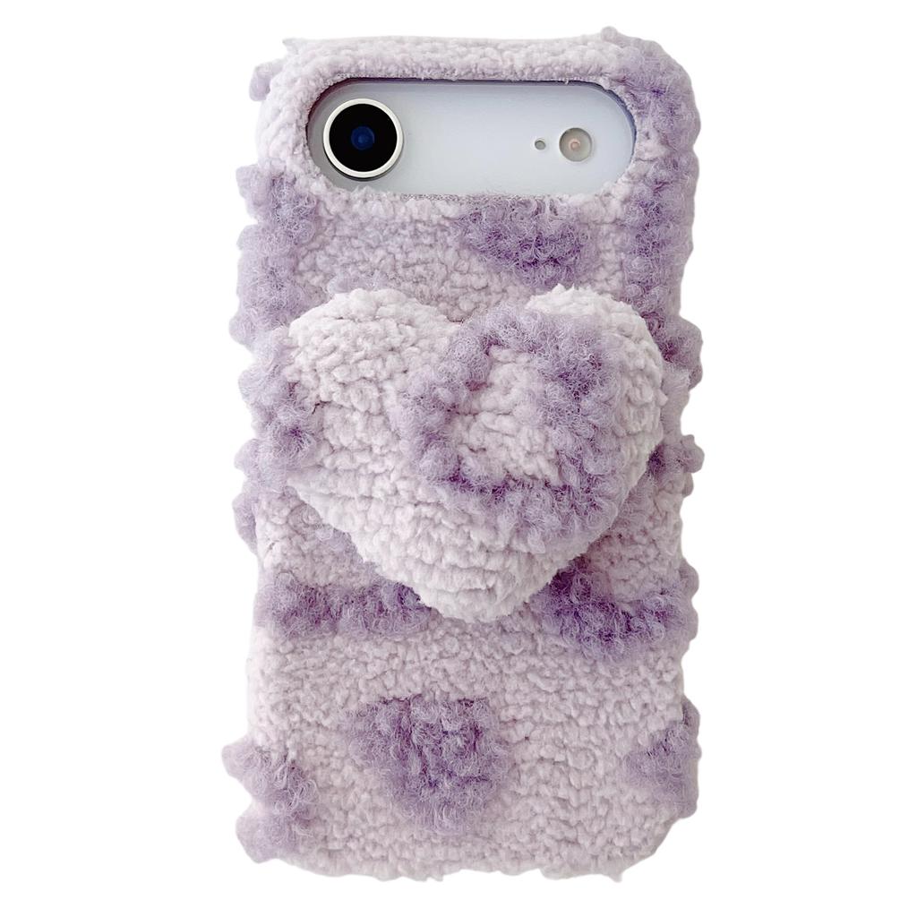 For iPhone Air Case 3D Heart Plush TPU Winter Warm Soft TPU Phone Cover