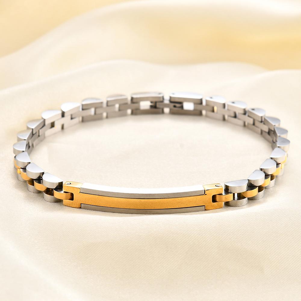 Fashionable New Cross-border 6MM Wide Personalized Curved Stainless Steel Bracelet with Laser Logo