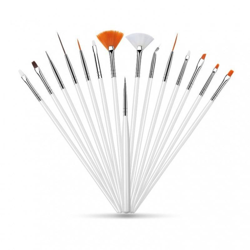 15Pcs/Set Fashion Professional UV Gel Manicure Painting Pen Kit Nail Art Tool Drawing Brush