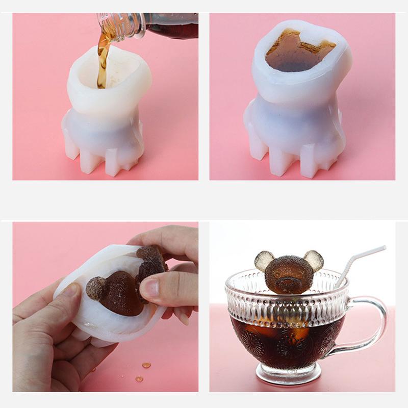 1PC Cute 3D Ice Cube Maker Little Bear Shape Chocolate Cake Mould DIY Whiskey Wine Cocktail Silicone Mold Ice Cube Tray Ice Mold