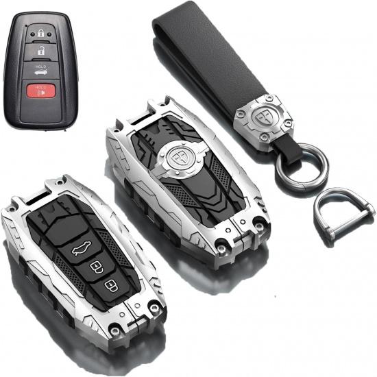 Heavy Metal Key Fob Cover Case Protector For Toyota,Car Key Case Full Protection Key Holder Fit For - Highlander Corolla Prius 2018-2024 RAV4 Camry